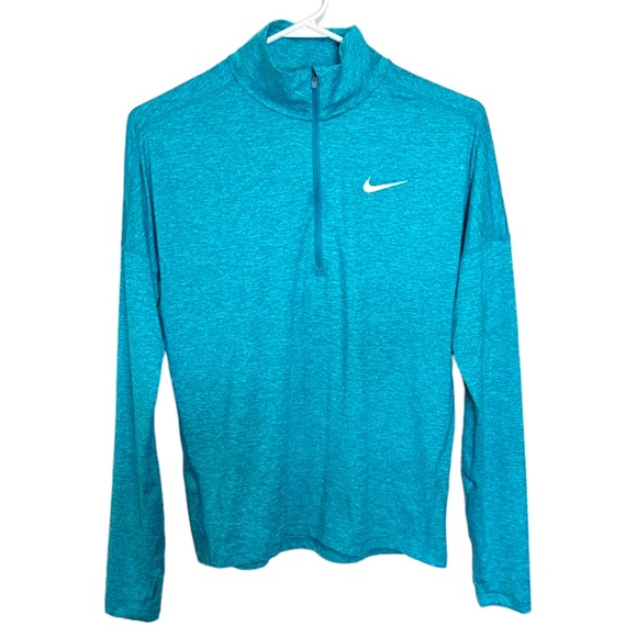 Nike Pullover Half Zip Long Sleeve Running Jacket Teal Blue Green Dri-Fit Small - Picture 1 of 7